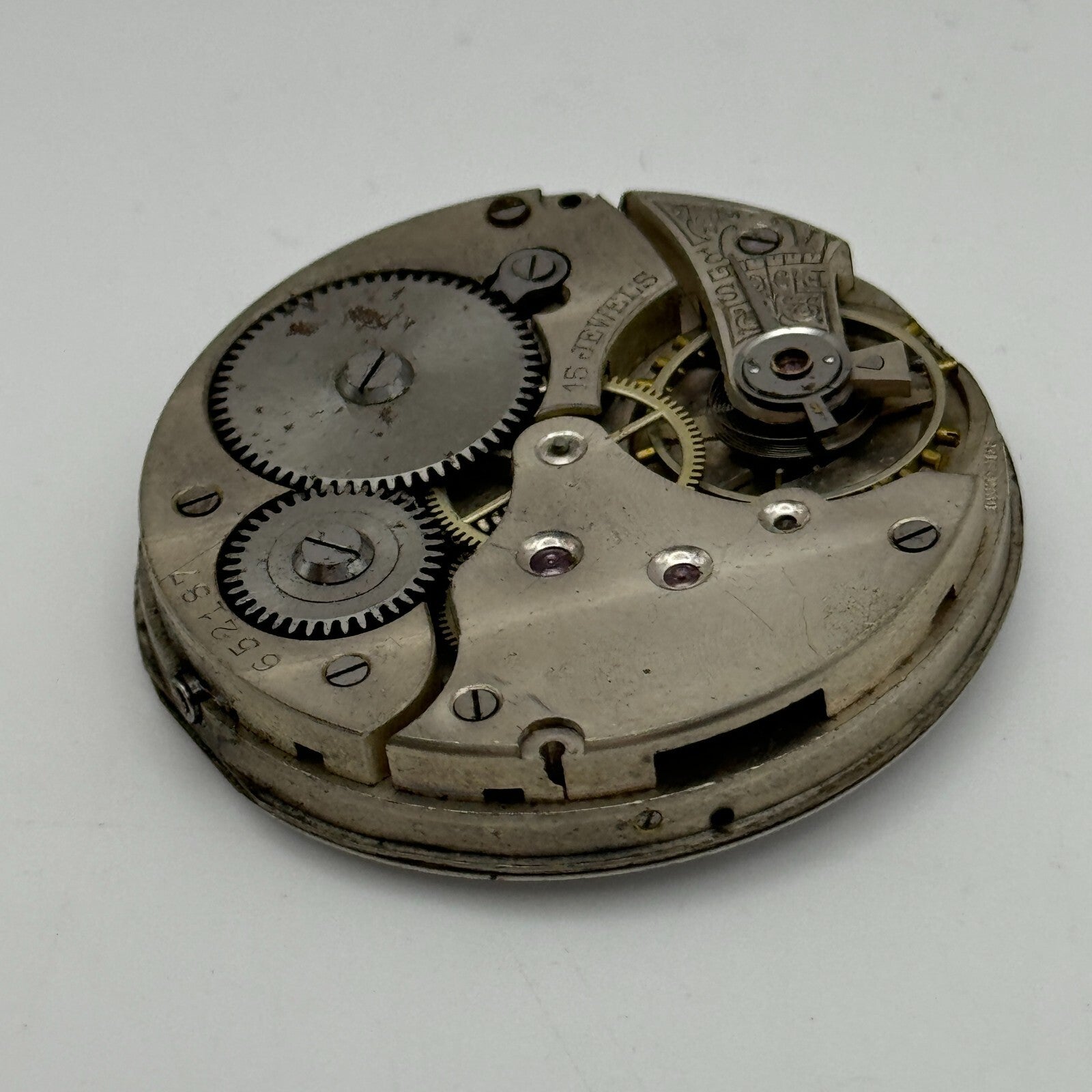 42.9mm Vintage 15 Jewels Swiss Hunter Pocket Watch Movement Dial And Hands PARTS