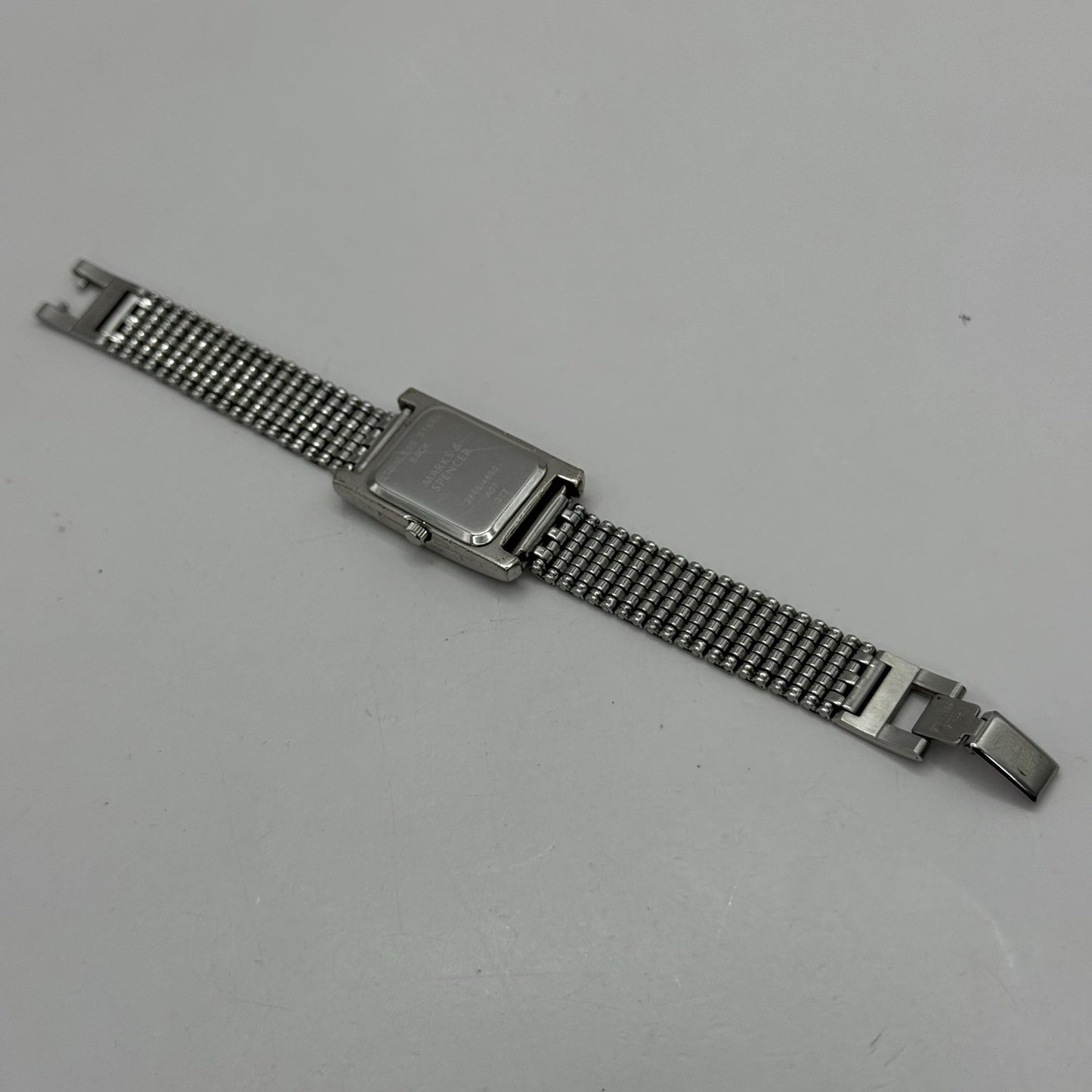 20mm Working Ladies M&S Silver Tone Jewelled Quartz Watch Broken Strap