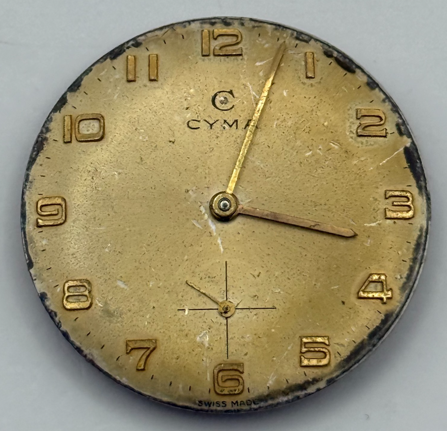 Cyma R. 484 Watch Movement Manual Wind Vintage Swiss 17 Jewels Parts 28.2mm