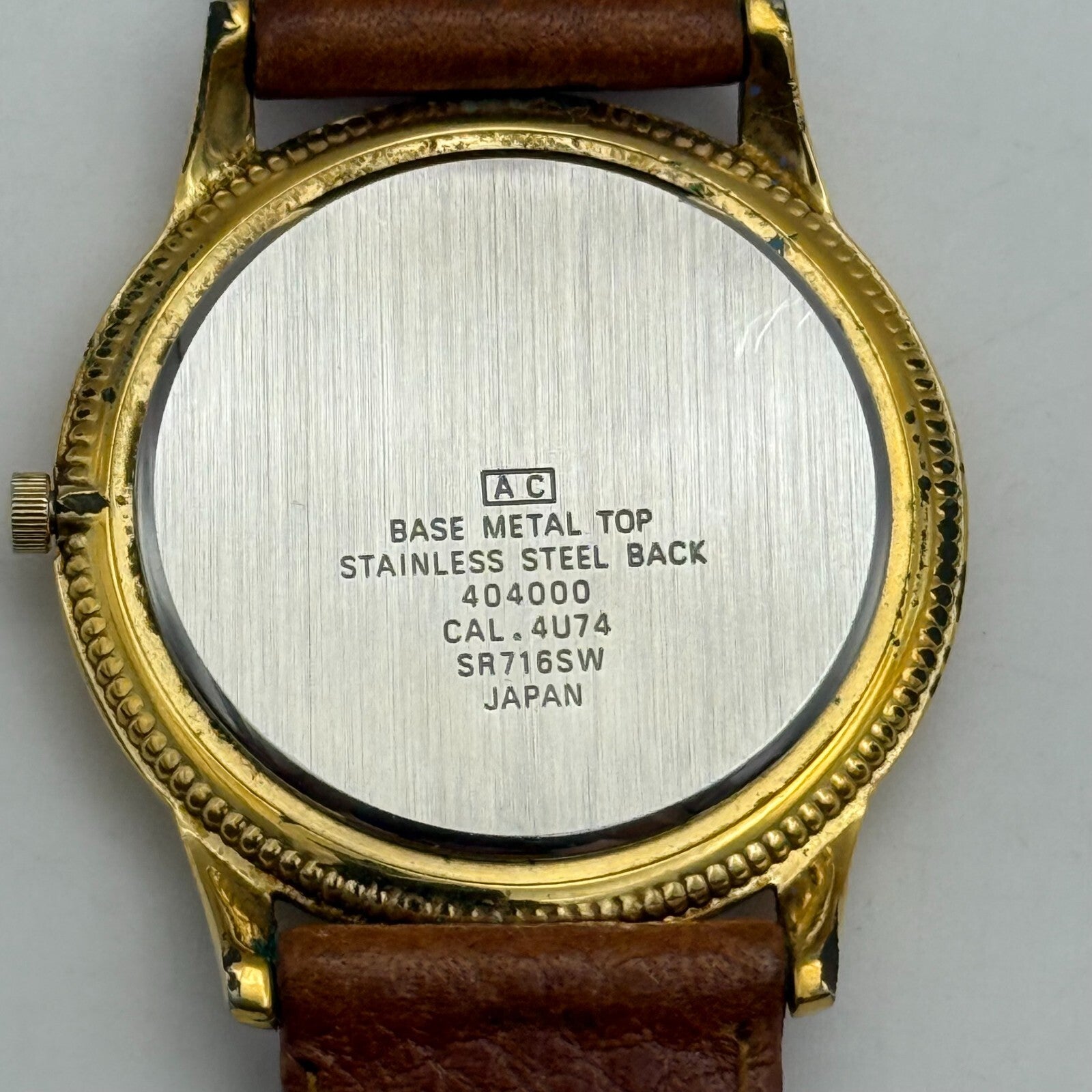 33mm Working Vintage Accurist 404000 Date Dial Leather Quartz Watch New Battery