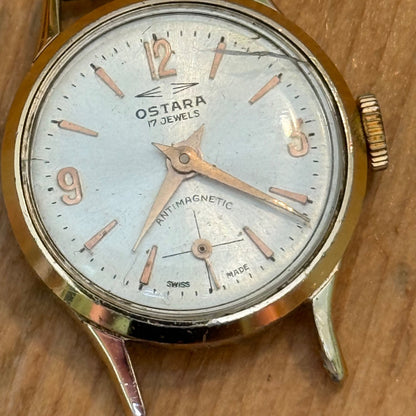 22mm Running Vintage Ostara 17 Jewels Swiss Sub Seconds Manual Wind Watch PARTS