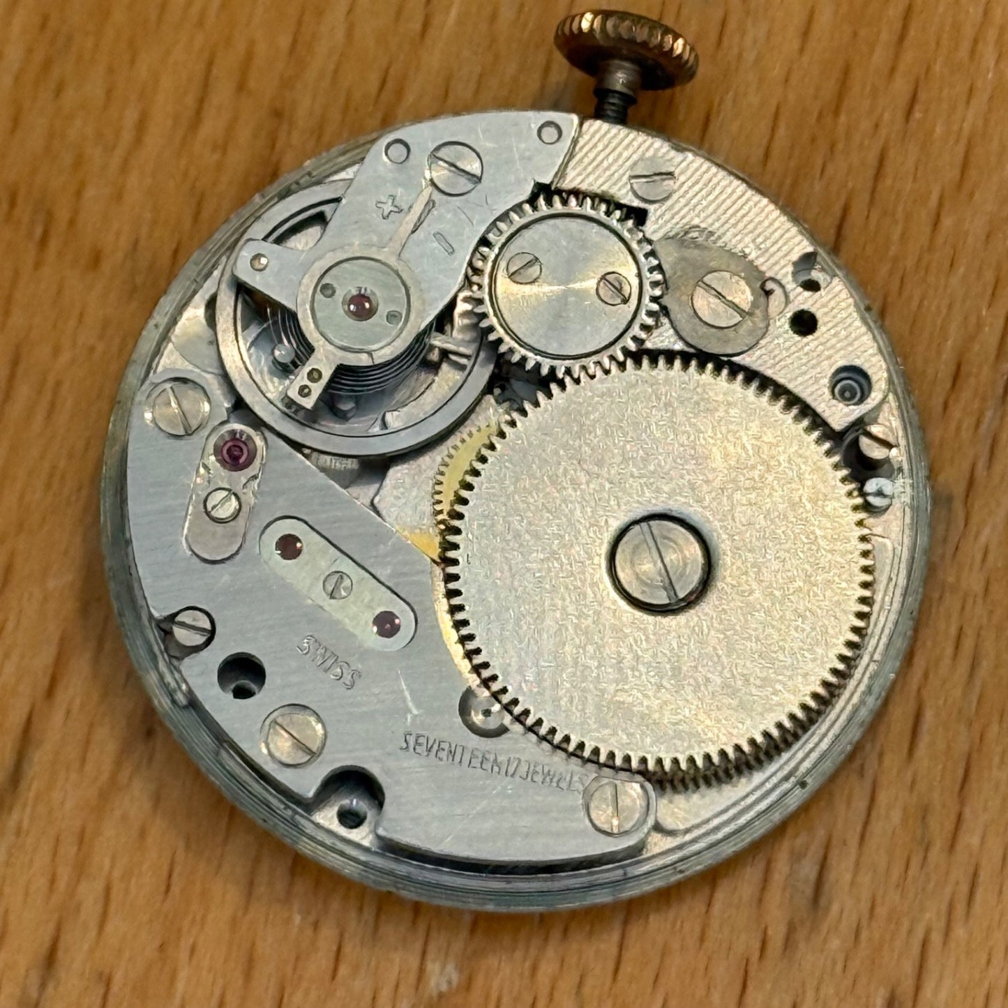 33mm Vintage Mithras 17 Jewels Unidentified Swiss Manual Wind Watch FOR PARTS