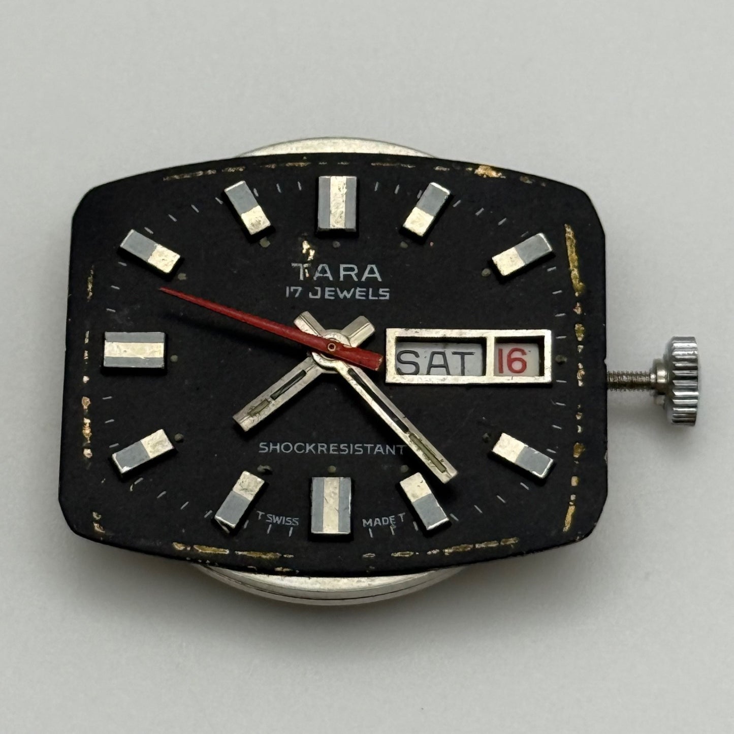 Tara Ronda 217A Watch Movement Running Day Date Manual Vintage Swiss Parts 27mm
