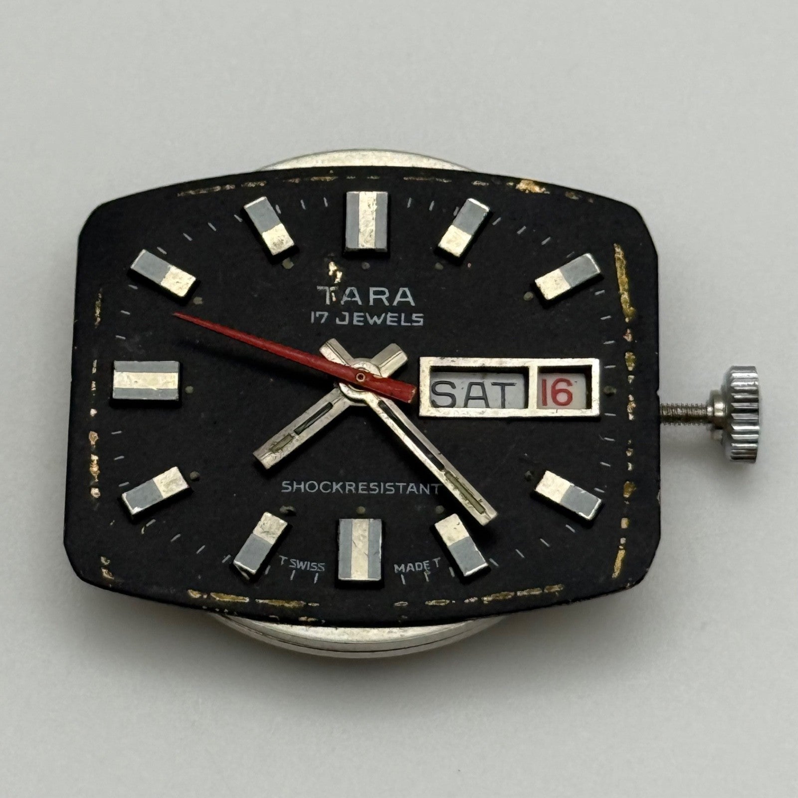 Tara Ronda 217A Watch Movement Running Day Date Manual Vintage Swiss Parts 27mm