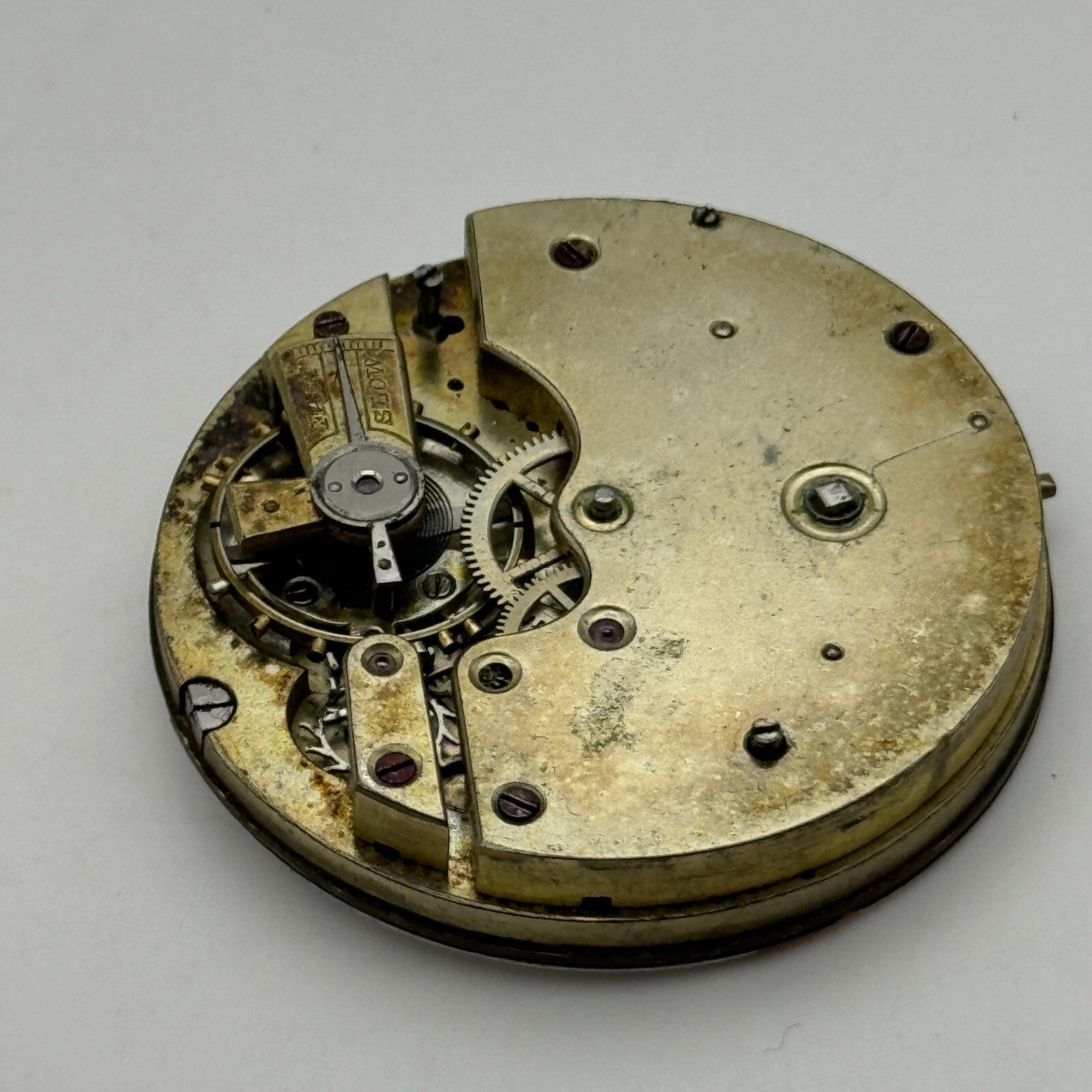 42.7mm Unidentified Antique Key Wound Pocket Watch Movement PARTS SPARES REPAIRS