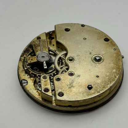 42.7mm Unidentified Antique Key Wound Pocket Watch Movement PARTS SPARES REPAIRS