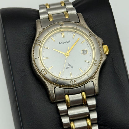 29mm Working Ladies Accurist WR50 Two Tone Date Dial Quartz Watch 5.5 Inches