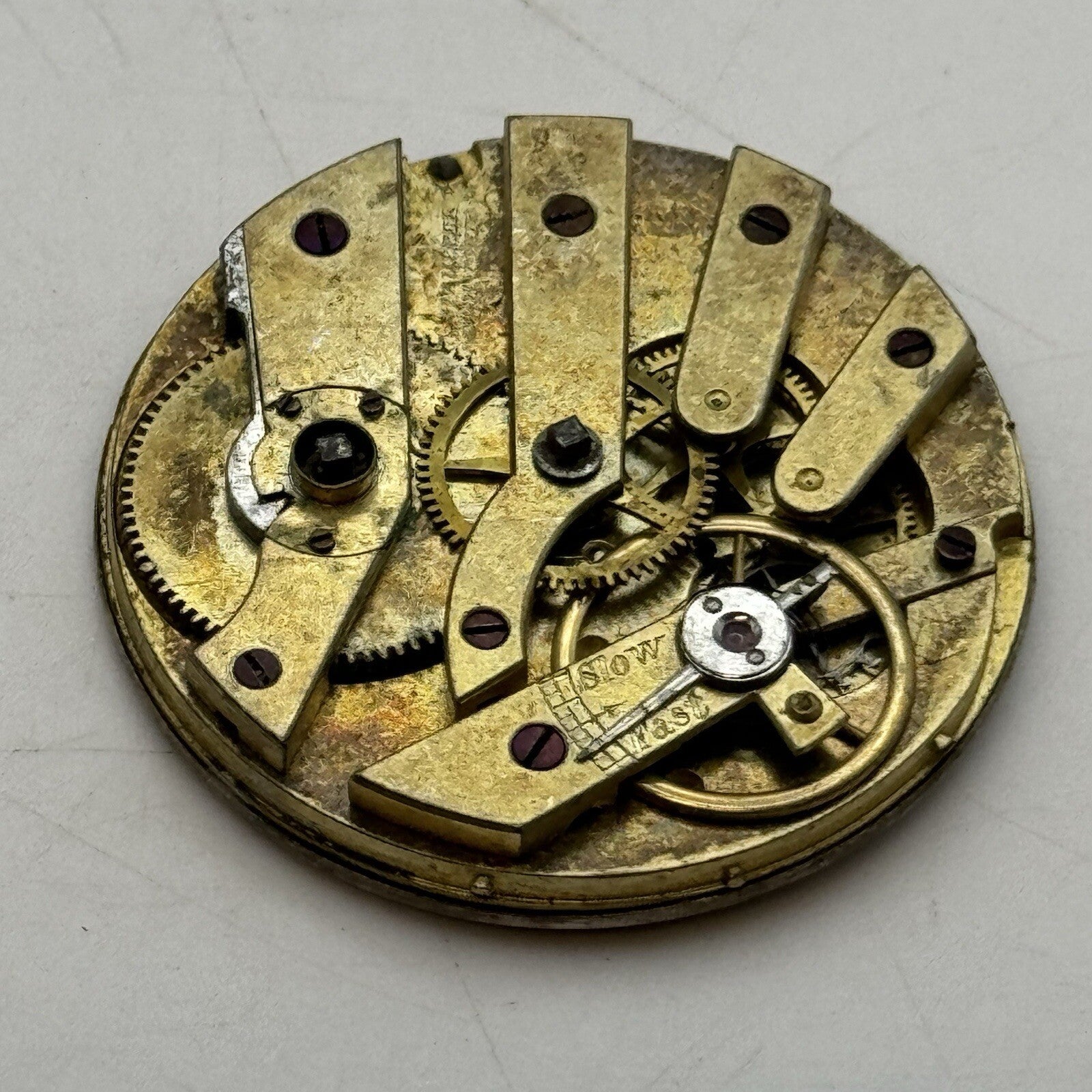 36.7mm Stauffer C X De Fonds Beautiful Dial Cylinder Watch Movement FOR PARTS
