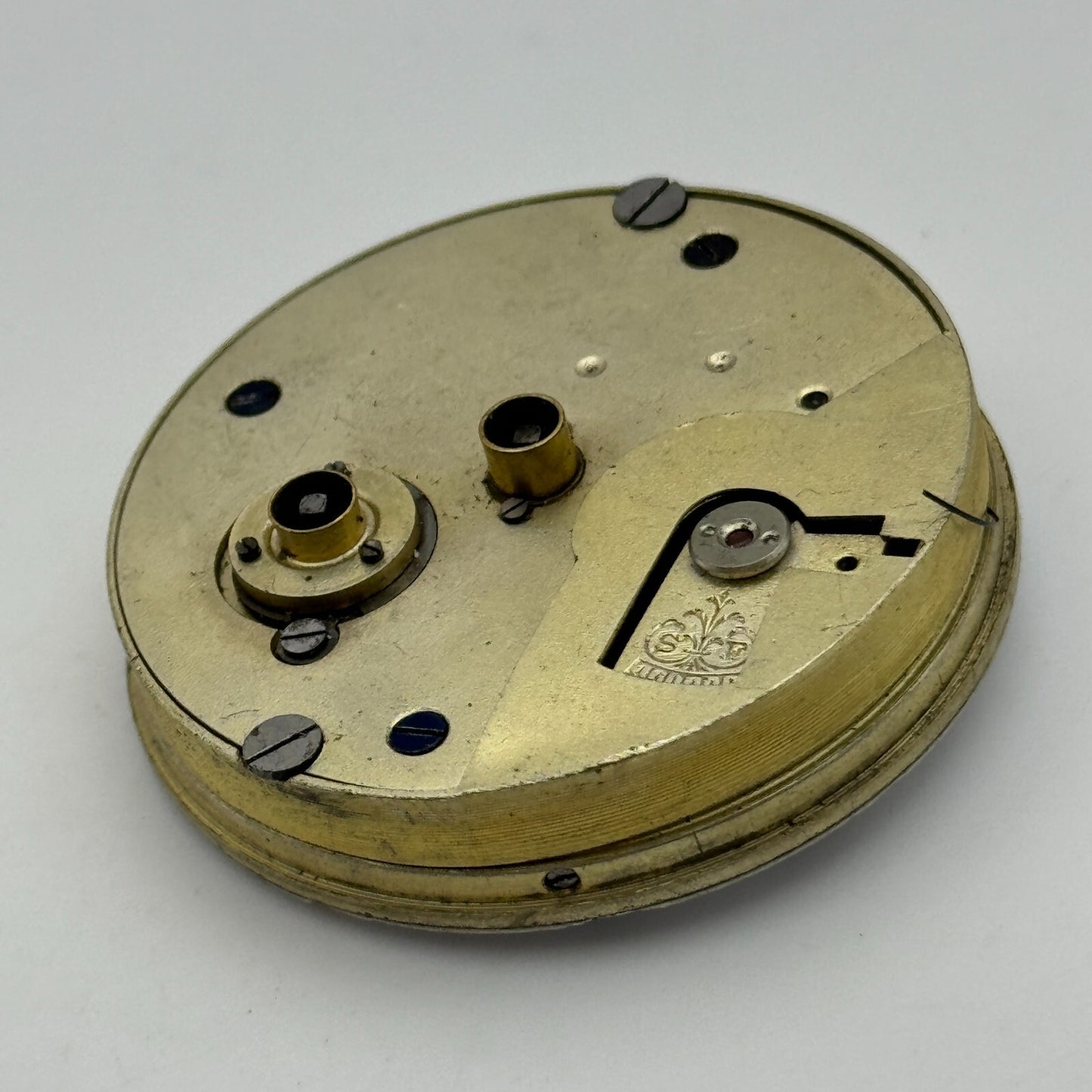 44.7mm Antique Kay Worcester Key Wound Pocket Watch Movement Dial PARTS REPAIR