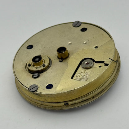 44.7mm Antique Kay Worcester Key Wound Pocket Watch Movement Dial PARTS REPAIR