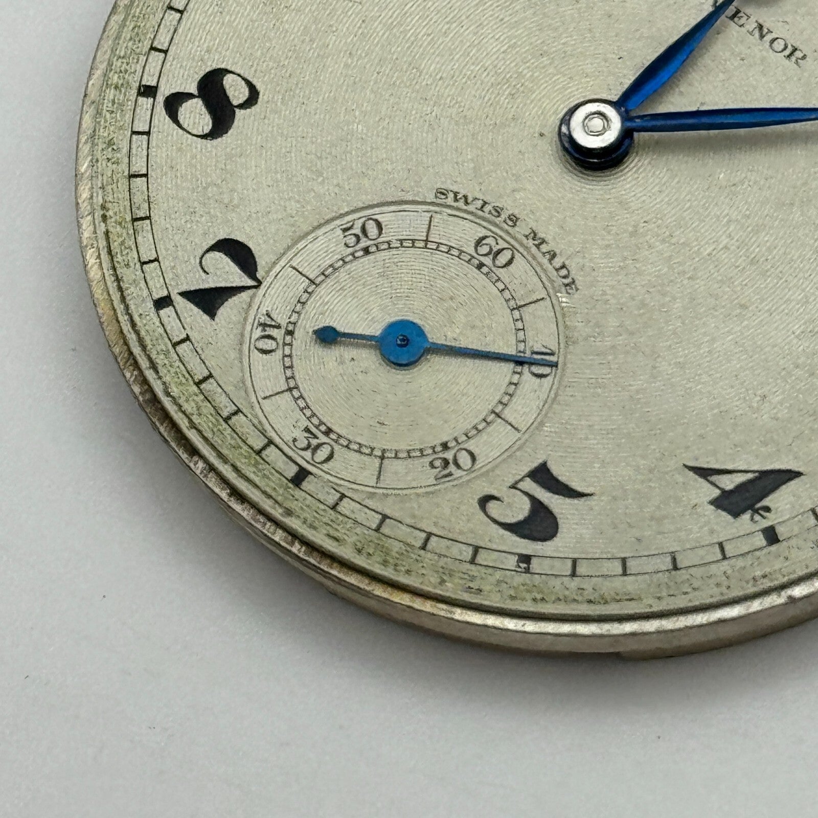 41.5mm Antique Grosvenor Open Face Sub Seconds Swiss Pocket Watch Movement PARTS