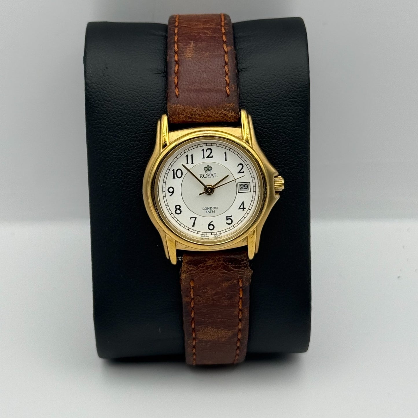 Royal London Ladies Quartz Watch RL-2199 Date Dial Brown Strap Working 26mm