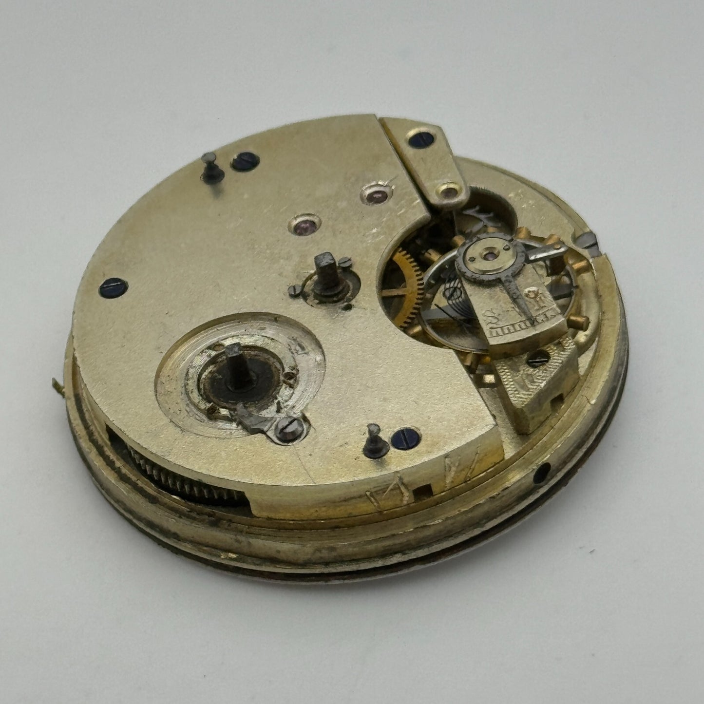 44.8mm Antique Henry E Peck London Swiss Key Wound Pocket Watch Movement PARTS