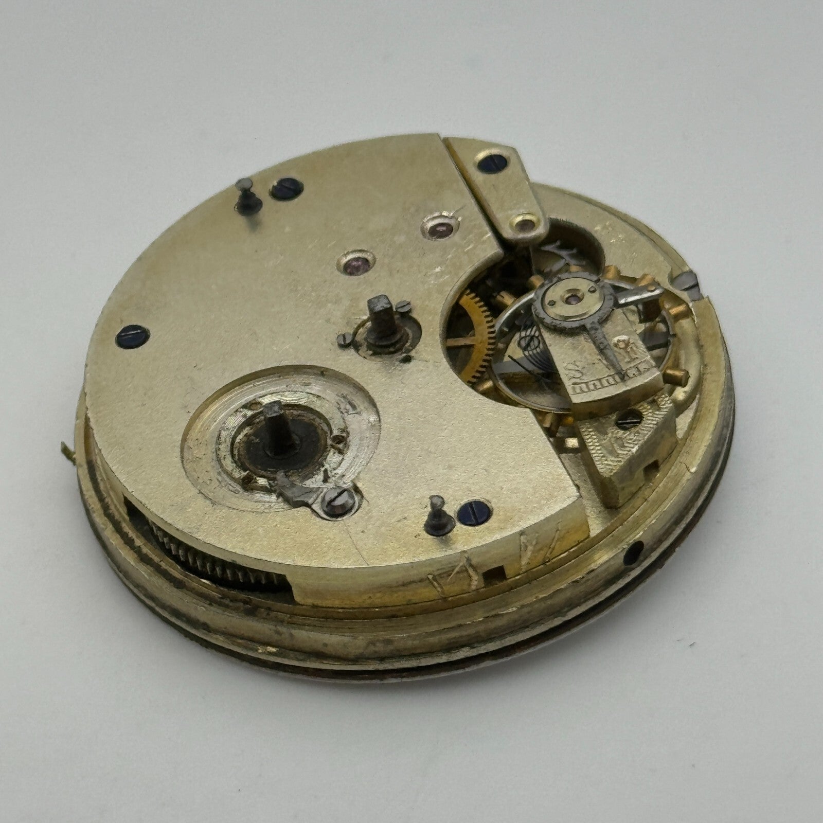 44.8mm Antique Henry E Peck London Swiss Key Wound Pocket Watch Movement PARTS