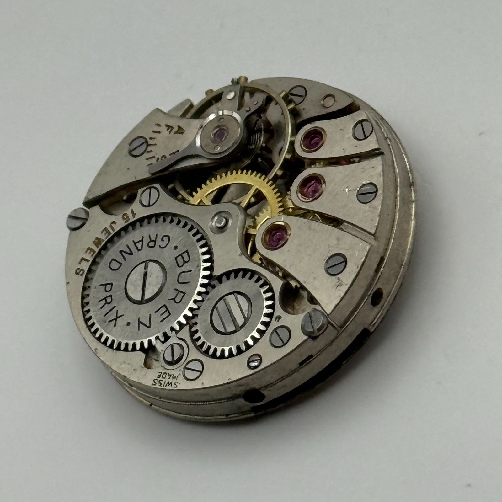 Buren 410 Grand Prix Watch Movement Manual Wind Vintage Parts Repair 23.6mm