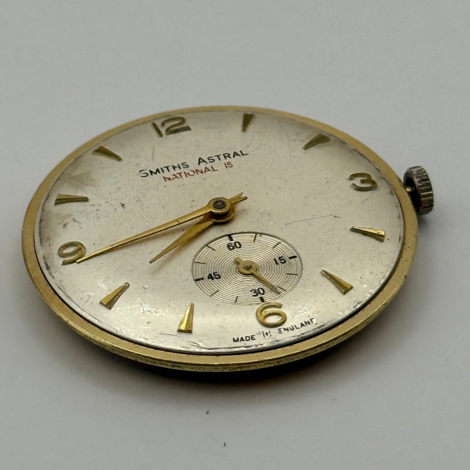 Smiths Astral National 15 60461E Watch Movement Manual Wind Vintage Parts 31.9mm