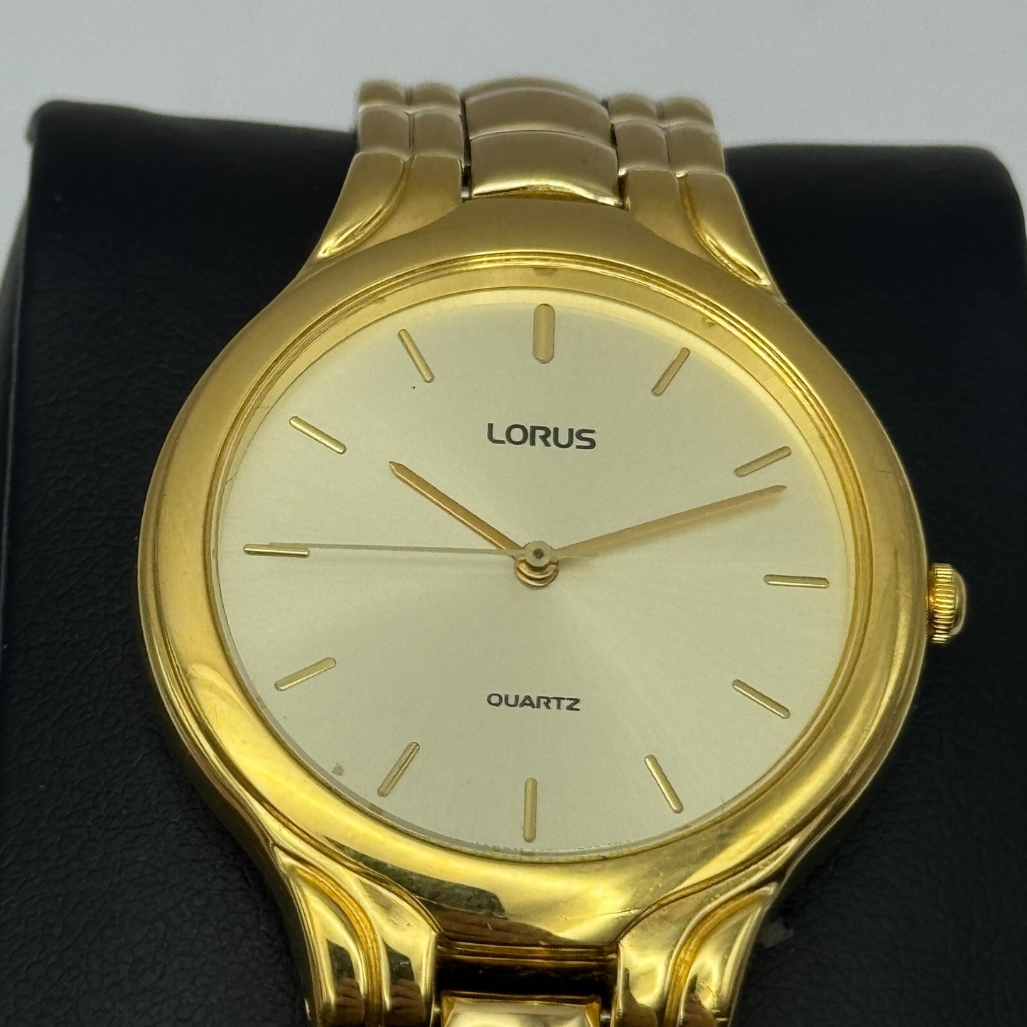 32mm Working Lorus V501-6J10 Quartz Watch Gold Tone New Battery 7.5 Inches