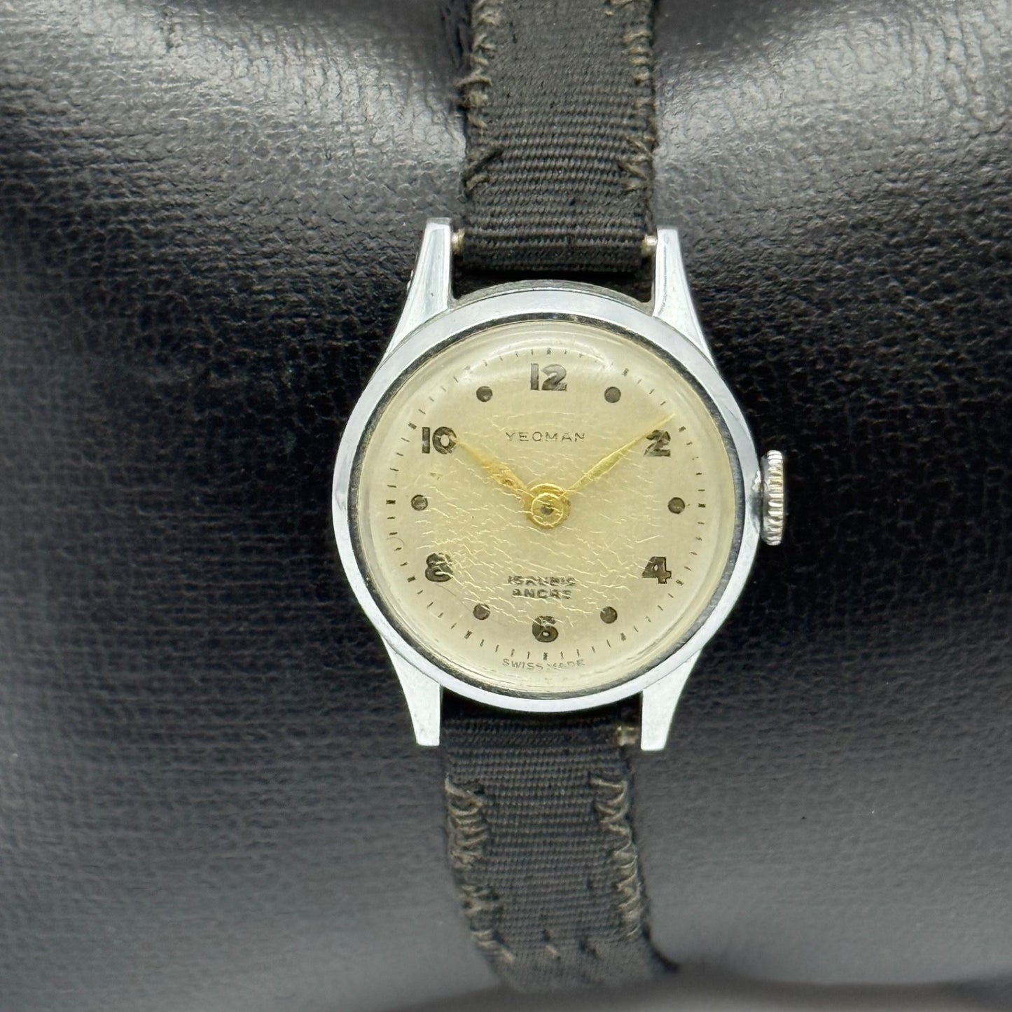 21mm Vintage Yeoman 15 Rubis Ladies Art Deco Fabric Strap Manual Watch PARTS