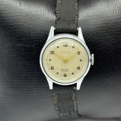 21mm Vintage Yeoman 15 Rubis Ladies Art Deco Fabric Strap Manual Watch PARTS