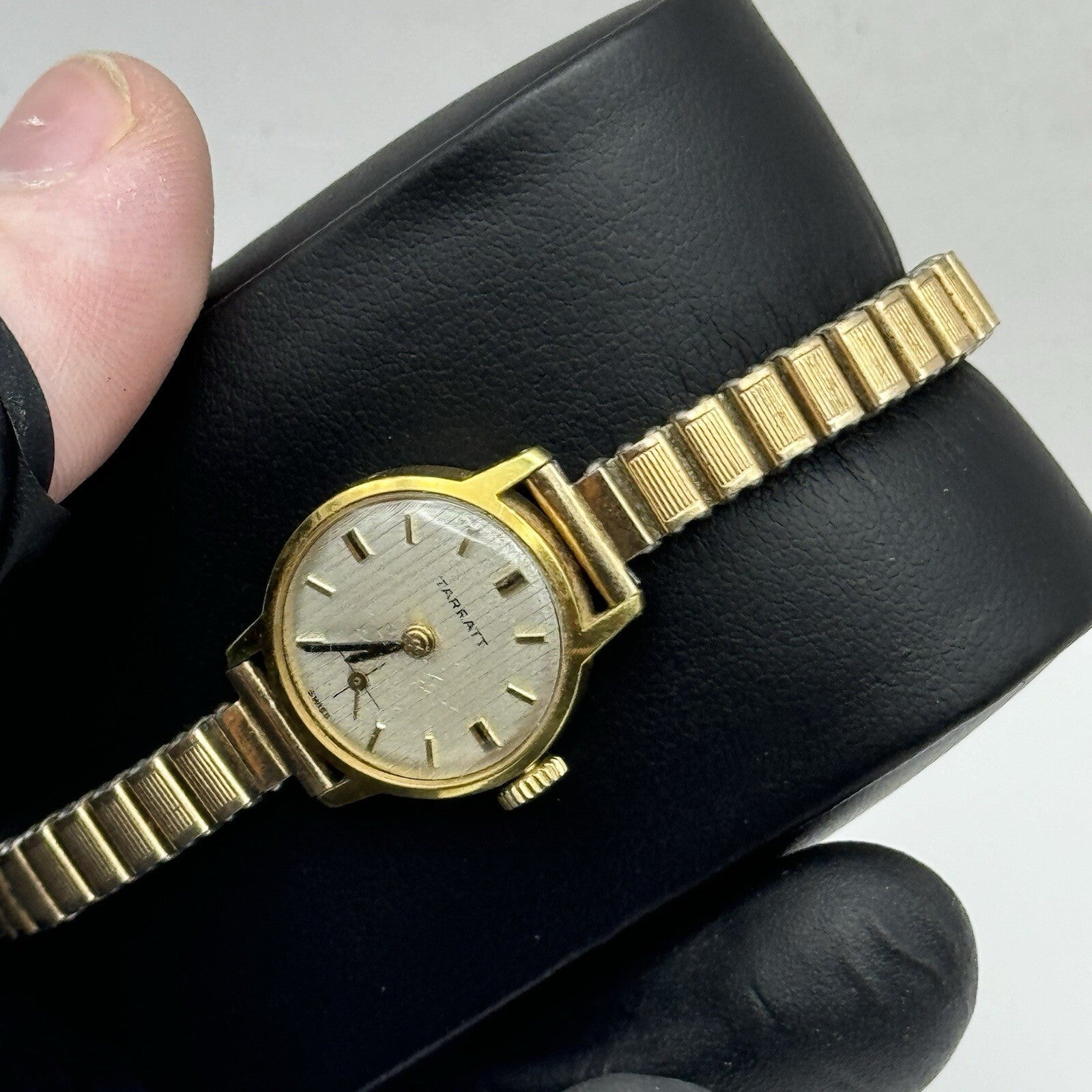 19mm WORKING Vintage Tarratt Expandable Strap Silver Dial Ladies Dress Watch 