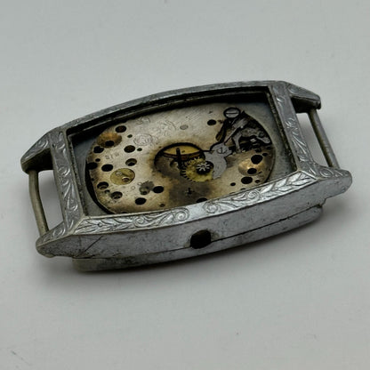 25.8mm AS 340 A Schild Watch Movement And Art Deco Tank Case 15 Jewels PARTS