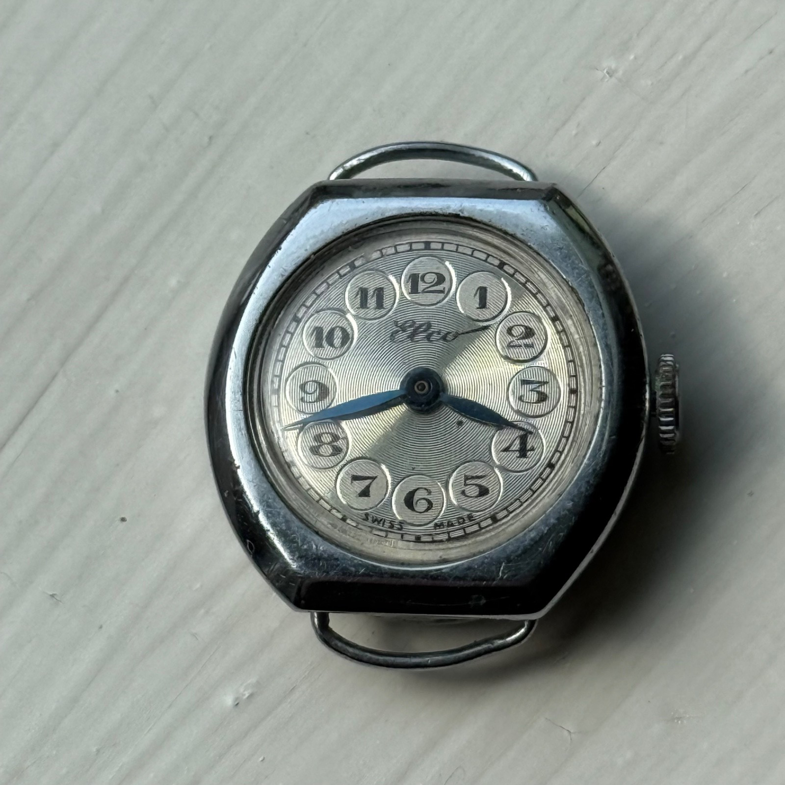 22mm Vintage Elco Bullseye Silver Ring Dial Manual Wind Watch PARTS / REPAIR