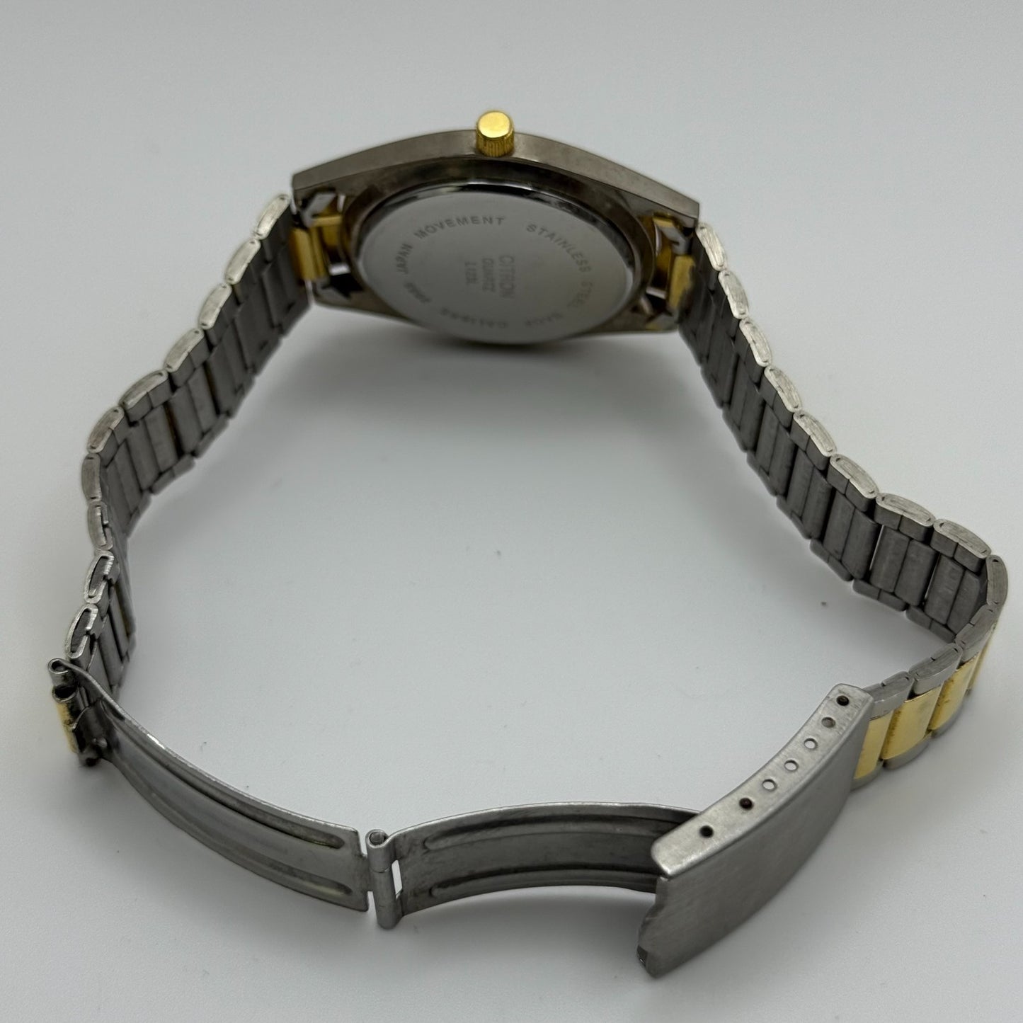 Citron EX Men's Quartz Watch White Dial Two-Tone Bracelet Japan Working 36mm