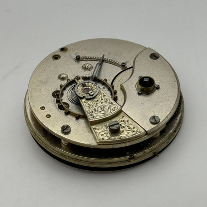 45.7mm Antique H Samuel Fleurier Key Wound Pocket Watch Movement PARTS REPAIR