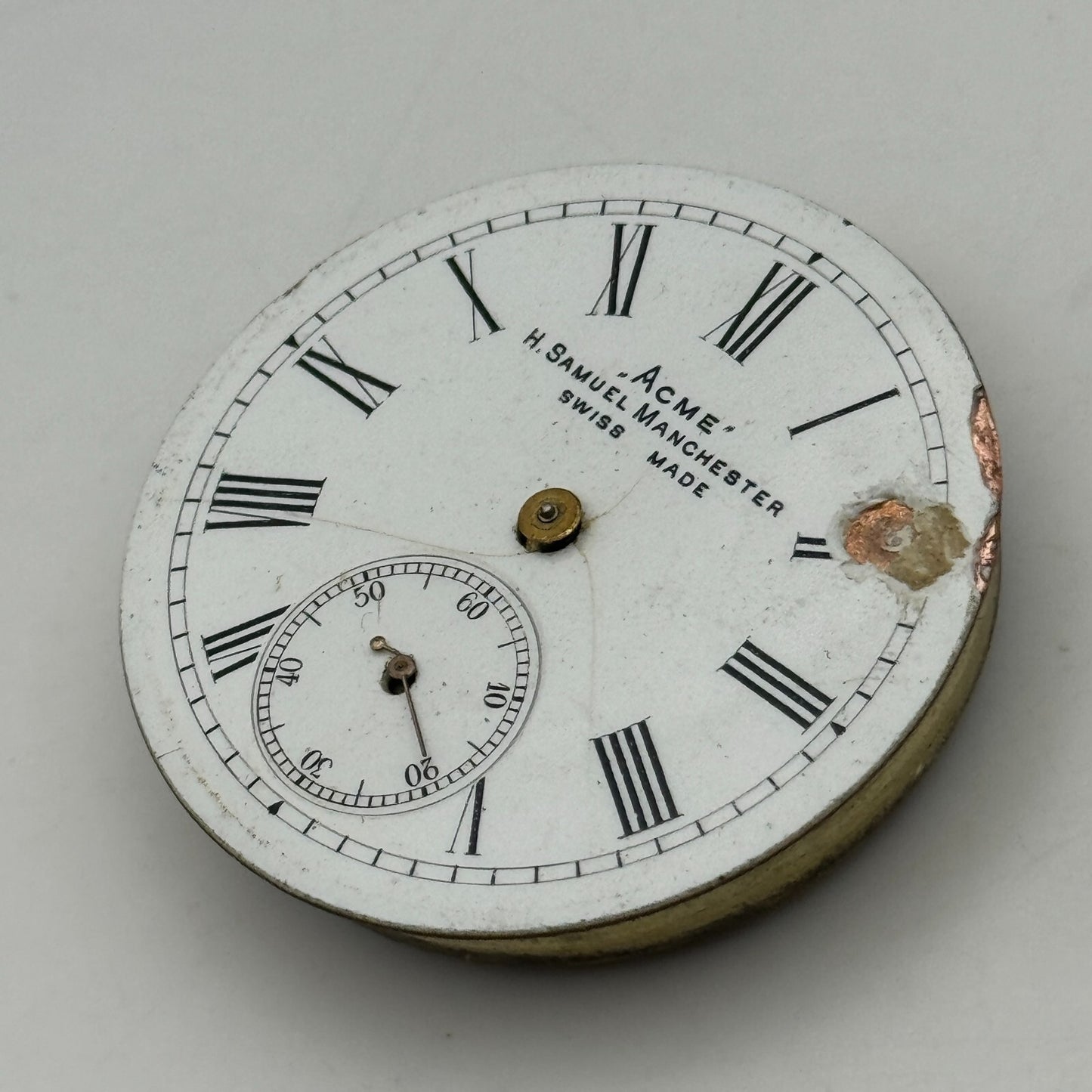 44.1mm Antique H Samuel Manchester Patent Balance Pocket Watch Movement PARTS