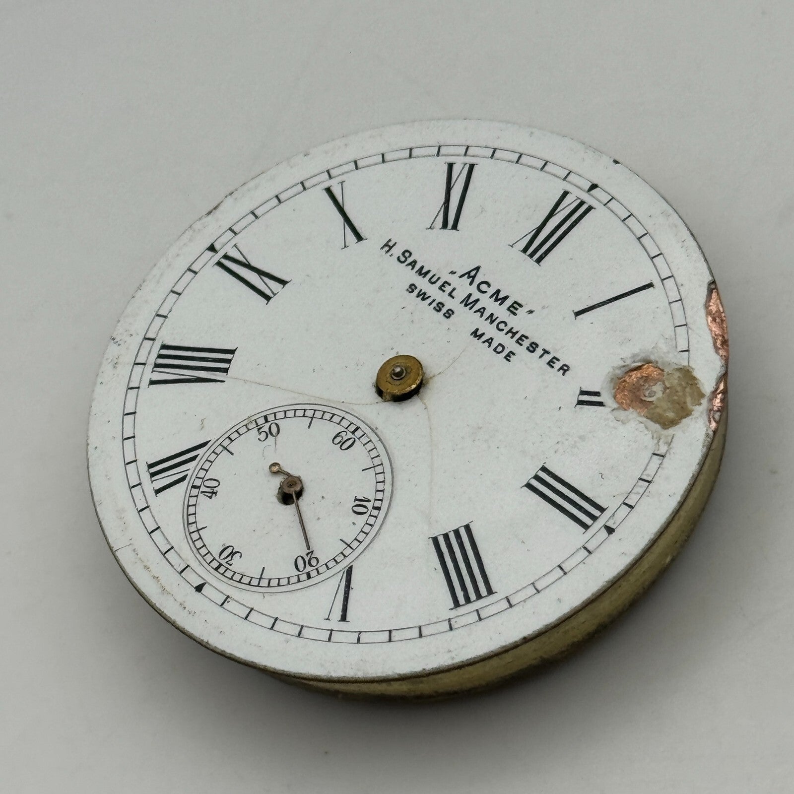 44.1mm Antique H Samuel Manchester Patent Balance Pocket Watch Movement PARTS