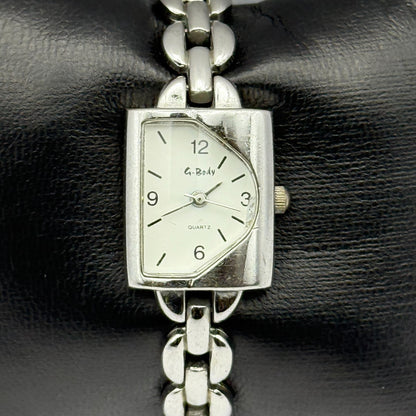G-Body Time Ladies Quartz Watch White Dial Silver Tone Bracelet Working 19mm
