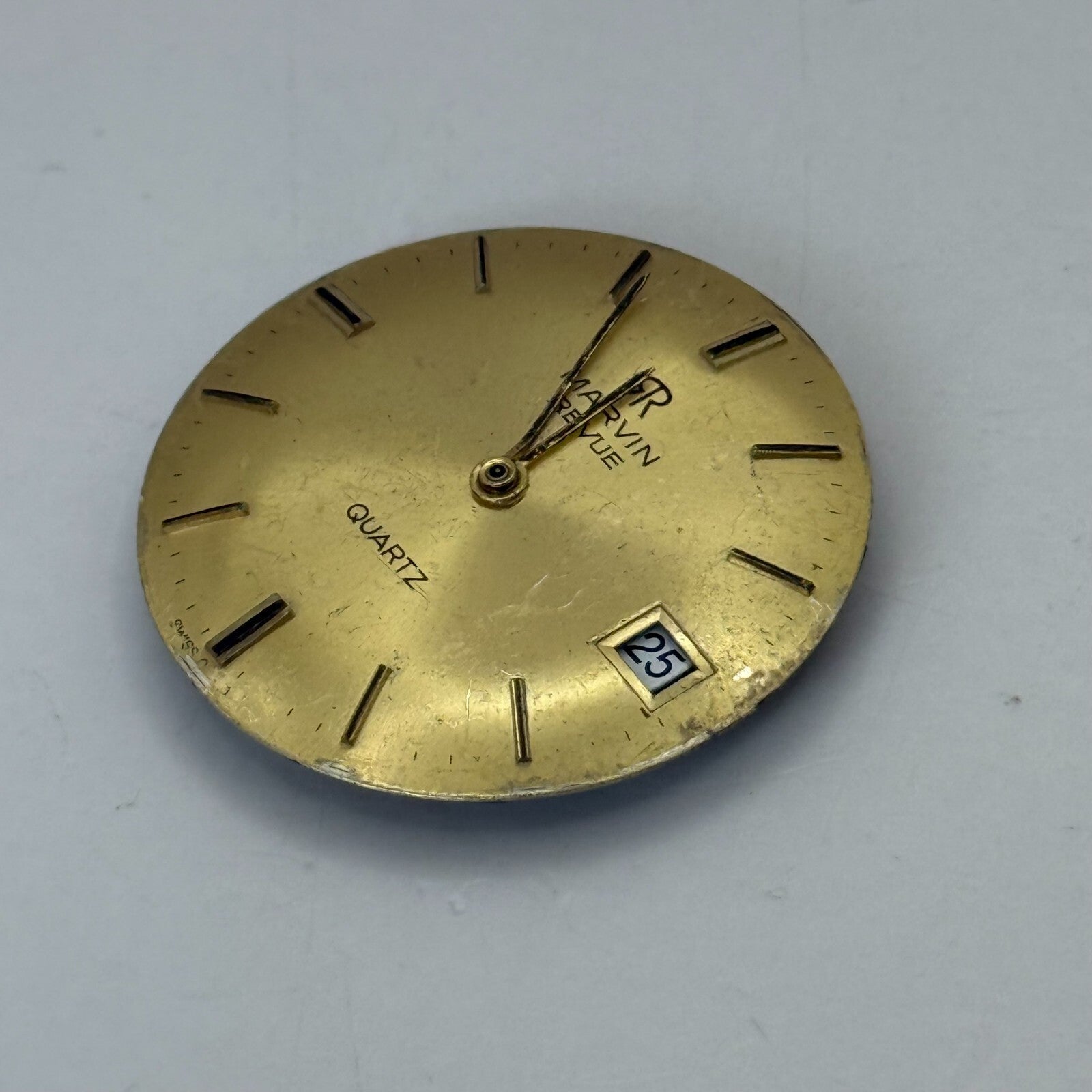 25.7mm Vintage Marvin Revue ISA Cal 1198 Date Dial Quartz Watch Movement PARTS