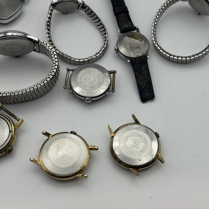 Bundle Of 12 Vintage Timex UK Watches Mechanical Wind Up Job Lot Parts Repair