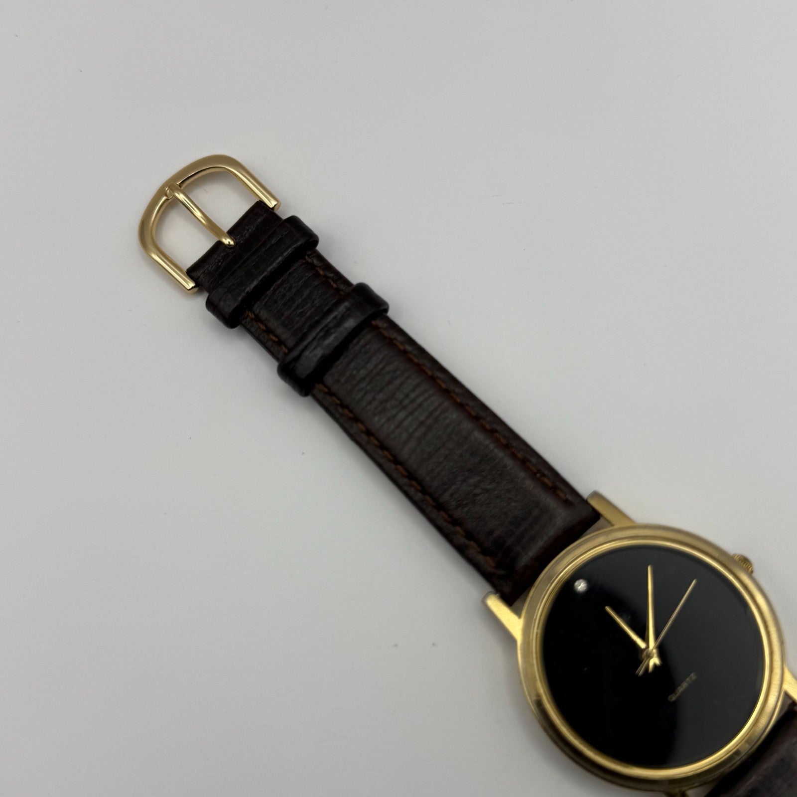 Jules Legassi Unisex Quartz Watch Genuine Diamond Black Dial Japan Working 34mm