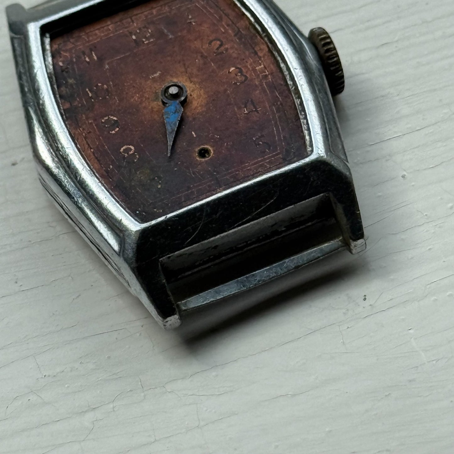 25mm Ladies Vintage Brown Patina Tonneau Dial Manual Wind Watch PARTS REPAIR