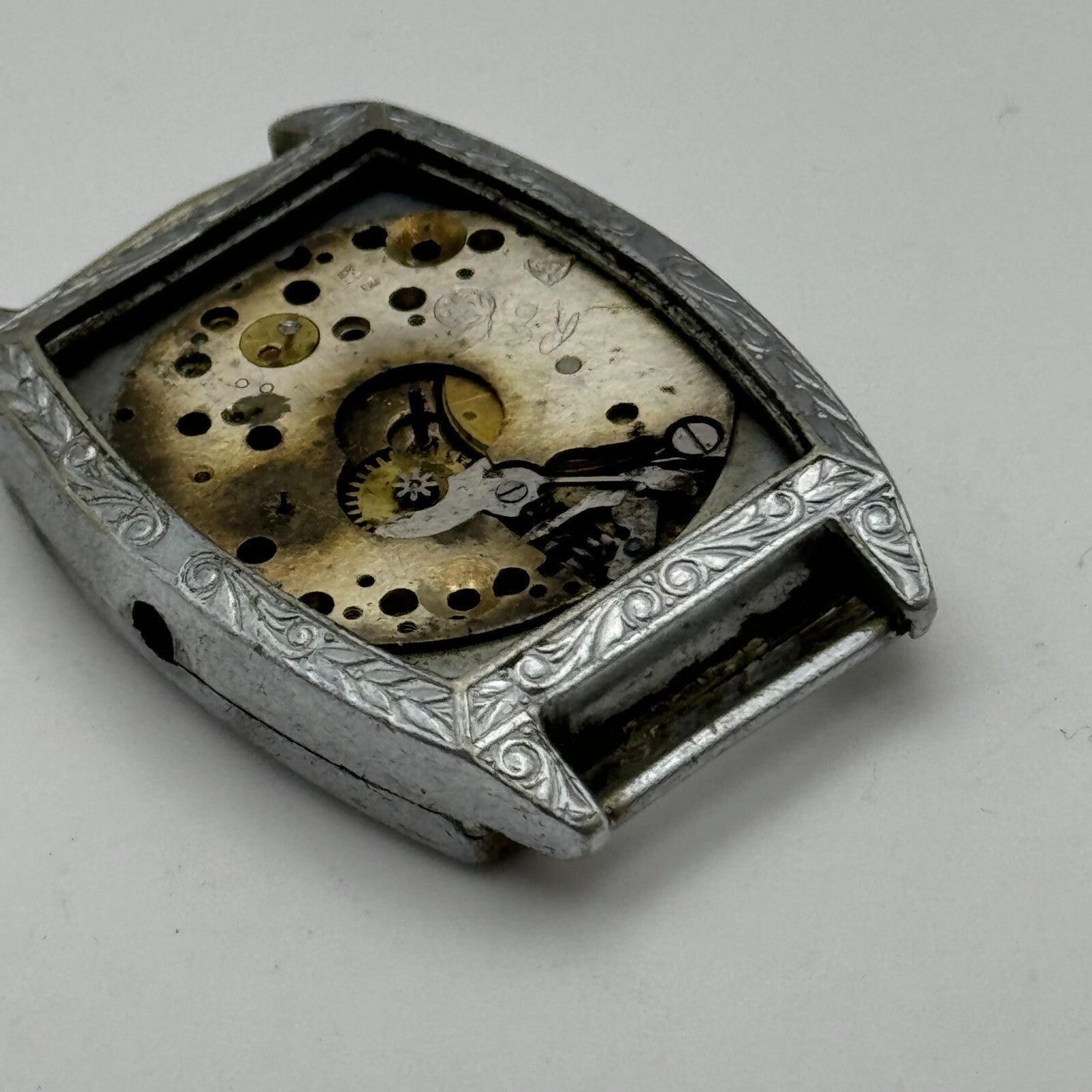 25.8mm AS 340 A Schild Watch Movement And Art Deco Tank Case 15 Jewels PARTS