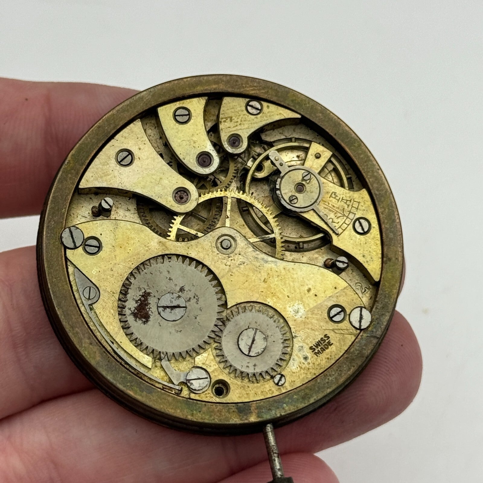 46.1mm Open Face Swiss Balance Ok Pocket Watch Movement PARTS REPAIR
