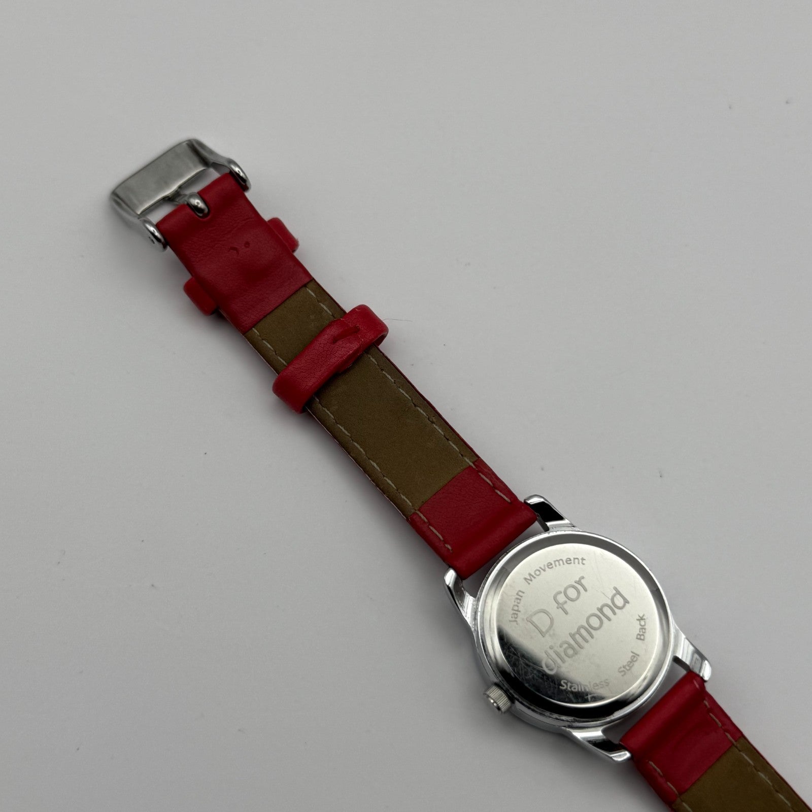 D for Diamond Unisex Kids Time Teacher Quartz Watch Red Strap Japan Working 23mm