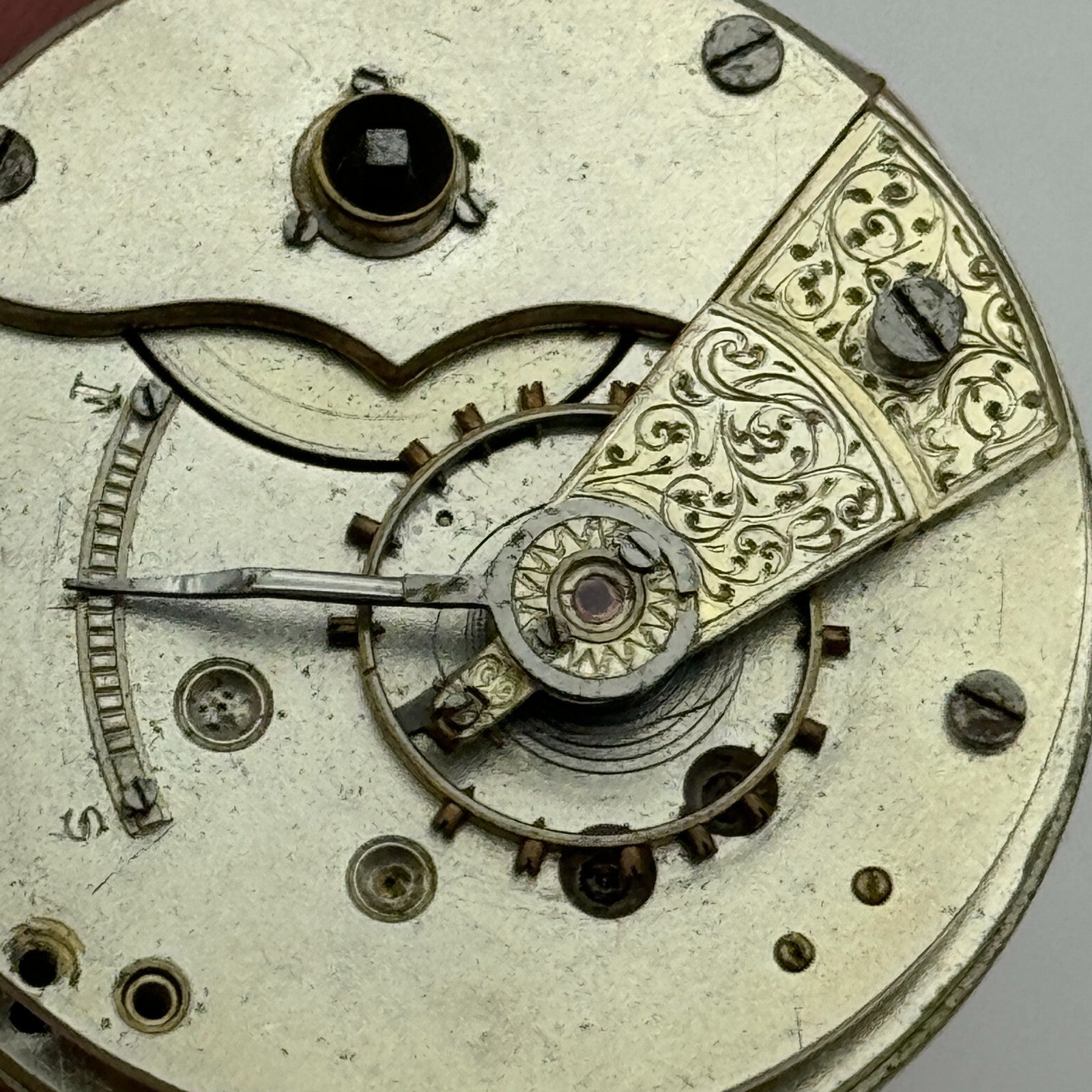 45.7mm Antique H Samuel Fleurier Key Wound Pocket Watch Movement PARTS REPAIR