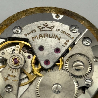 Marvin 621 Watch Movement Manual Wind Vintage Swiss 17 Jewels Parts 25.9mm