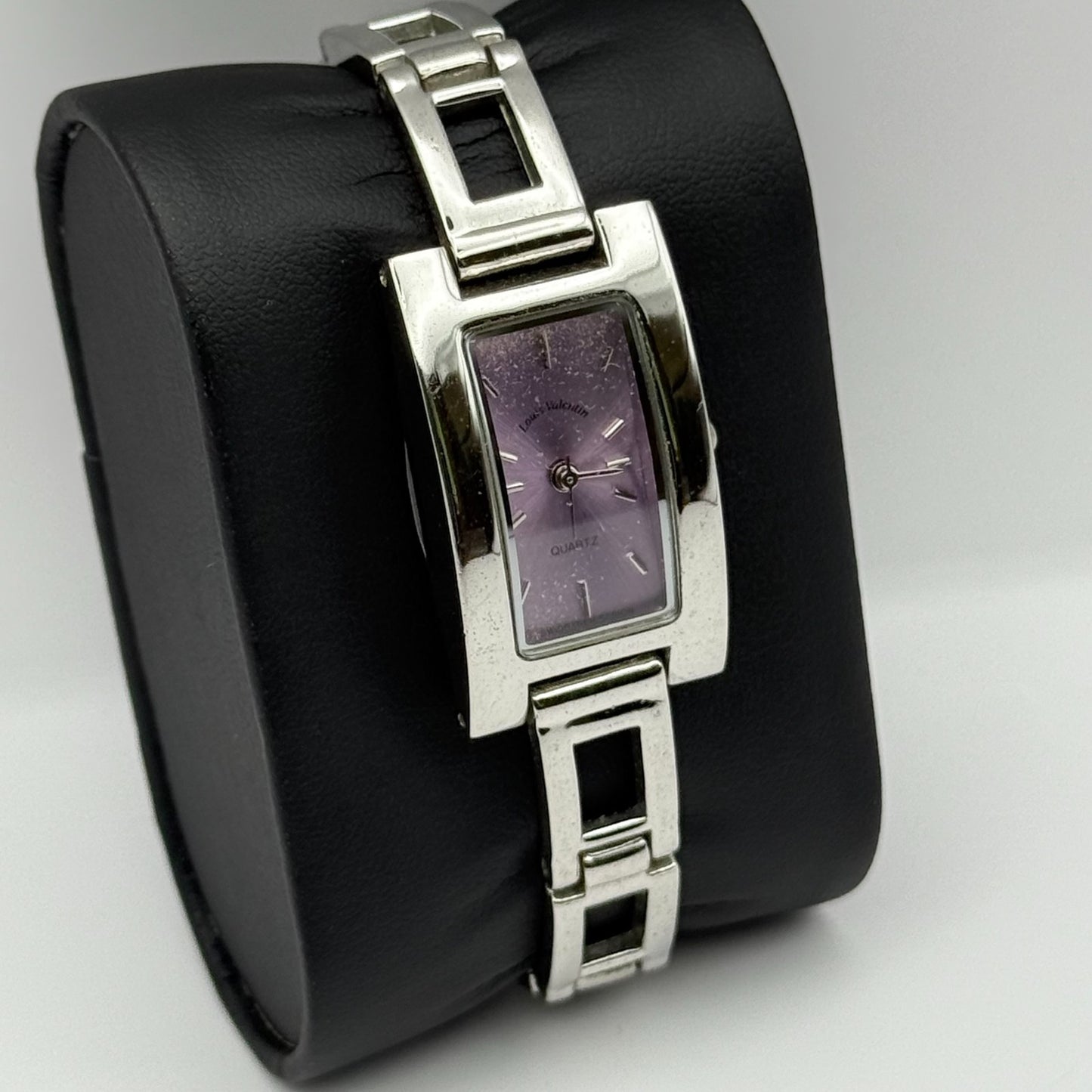Louis Valentine Ladies Quartz Watch Purple Dial Silver Tone Japan Working 19mm