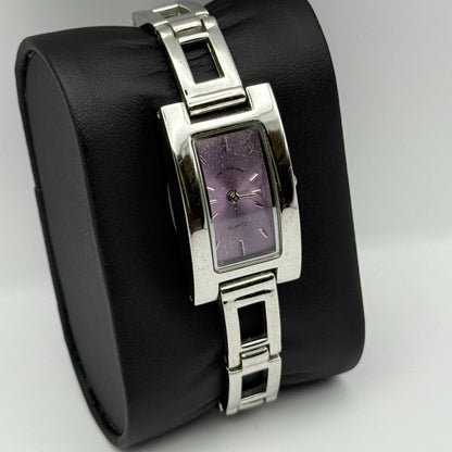 Louis Valentine Ladies Quartz Watch Purple Dial Silver Tone Japan Working 19mm