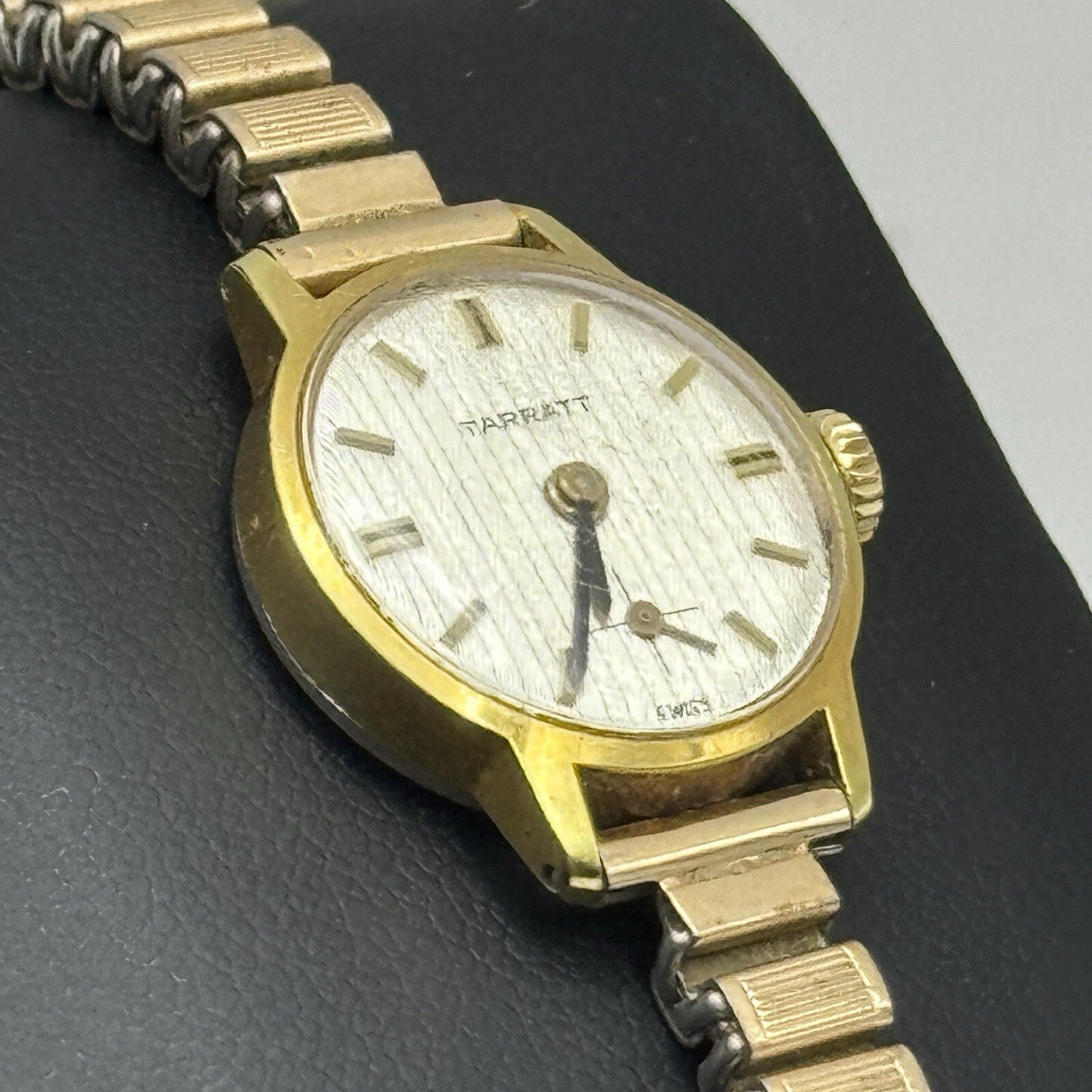 19mm WORKING Vintage Tarratt Expandable Strap Silver Dial Ladies Dress Watch 