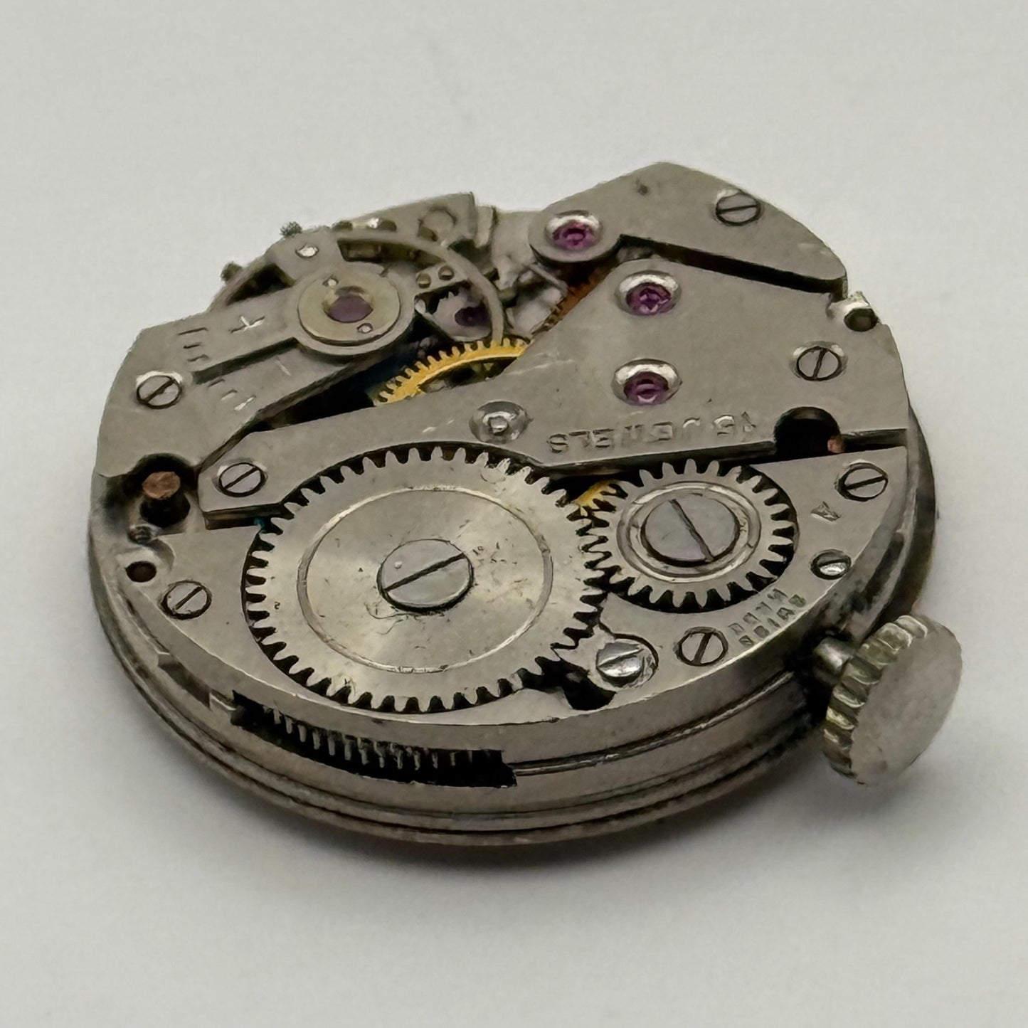AS 984 Watch Movement Avia Manual Wind Vintage Swiss 15 Jewels Parts 23.4mm