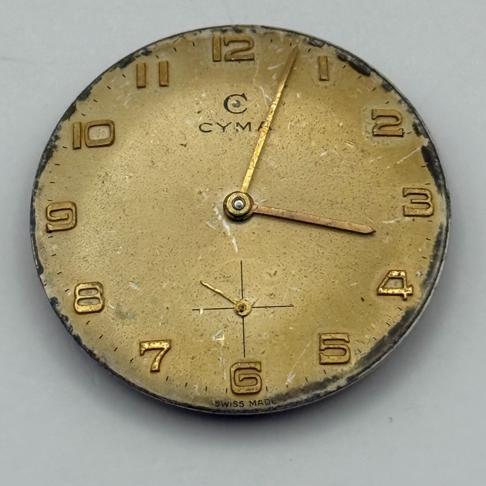 Cyma R. 484 Watch Movement Manual Wind Vintage Swiss 17 Jewels Parts 28.2mm