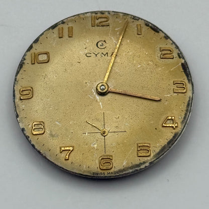 Cyma R. 484 Watch Movement Manual Wind Vintage Swiss 17 Jewels Parts 28.2mm