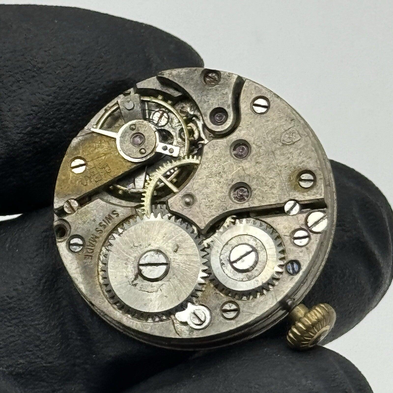 23.6mm Military Dial Swiss Watch Movement Hands Crown Parts Repair Restore