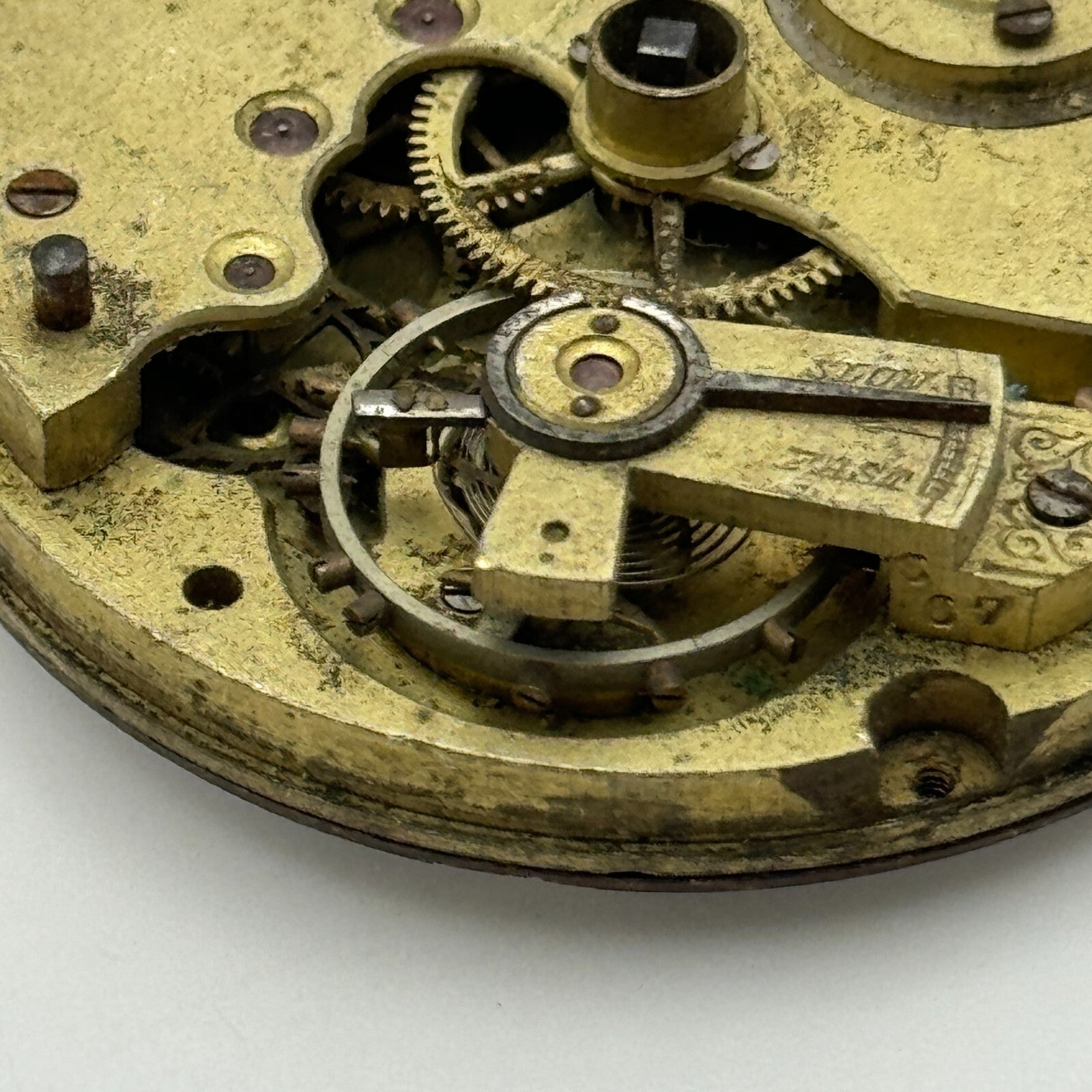 43mm Antique W E Watts The Greenwich Lever Key Wound Pocket Watch Movement PARTS