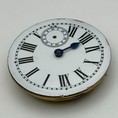 45.7mm Antique Key Wound Roman Numerals Dial Pocket Watch Movement PARTS SPARES