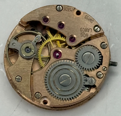19.7mm Vintage Lanco 806 Swiss 17 Jewels Manual Wind Watch Movement PARTS REPAIR